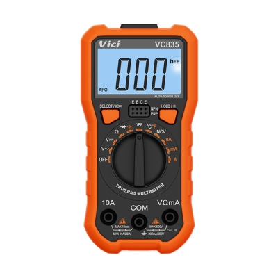 VC835 True RMS, NCV tests, Data hold, Backlight, Torch lighting function.