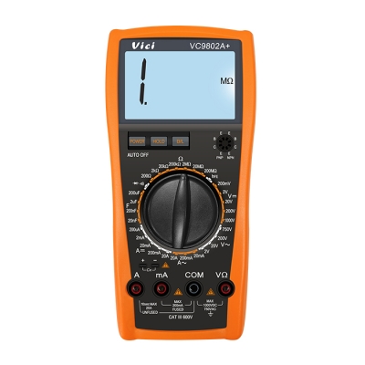 VC9802A+ 电流200uA，电容最大200uF，电阻最大200MΩ量程测量，防高压打火设计。