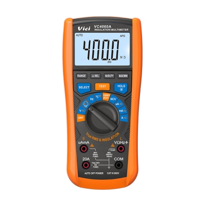 VC4060A Insulation DMM Motor Checker, True RMS test, NCV test, Data hold, Backlight, Torch lighting, Max/Min and the difference value between max and min.
